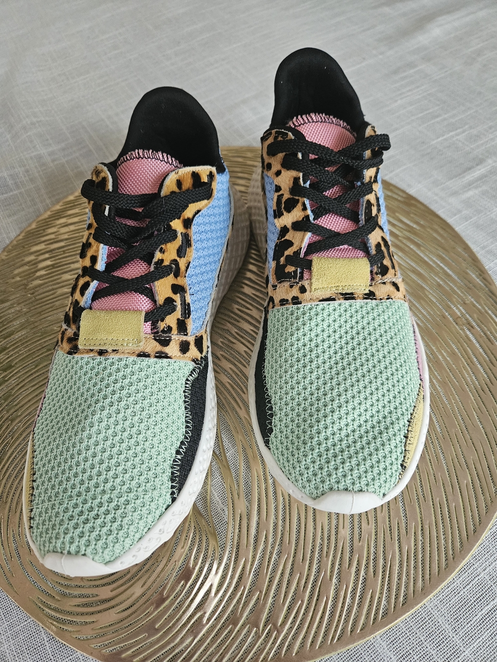 ​Steve Madden Verdict Leopard Multi Colorblock Knit Sneakers Women's Size 8.5 - Picture 4 of 10